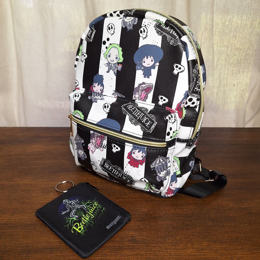 Tim Burton's BeetleJuice Mini backpack & coin pouch set chibi cute kawaii spooky